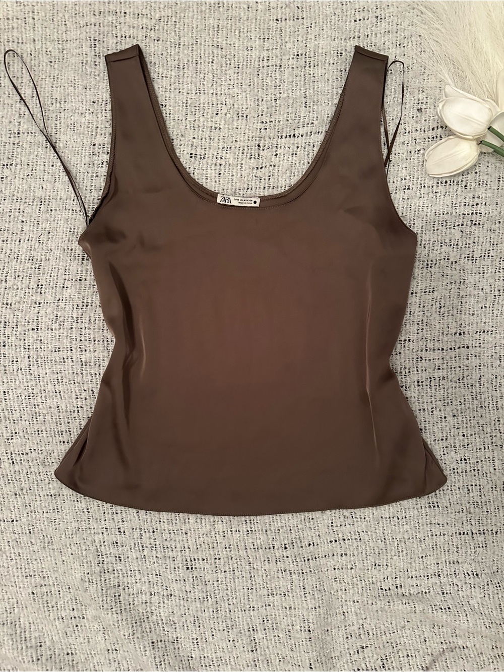 Zara Chocolate Brown Scoop Neck Camisole